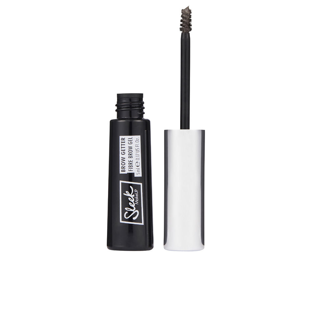 Tinted microfibre brow gel in 5 ml tube with angled brush, black shade