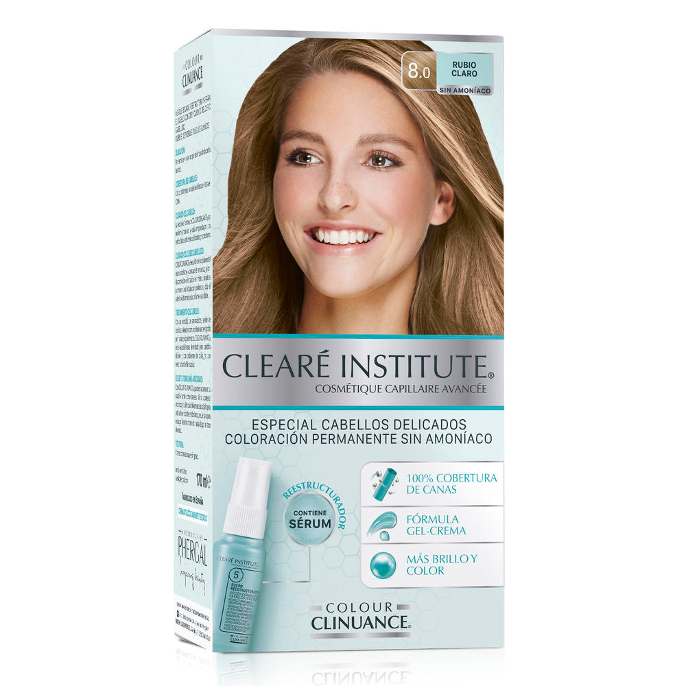 Tube of light-blonde ammonia-free permanent hair colour cream, shade 8