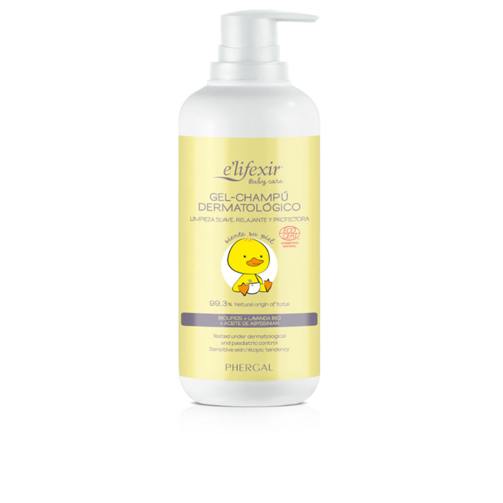 Bottle of E'LIFEXIR baby gel-shampoo with soothing botanical ingredients