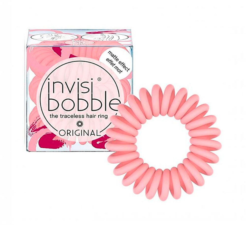 Three transparent spiral hair ties in mixed colours, compact travel set