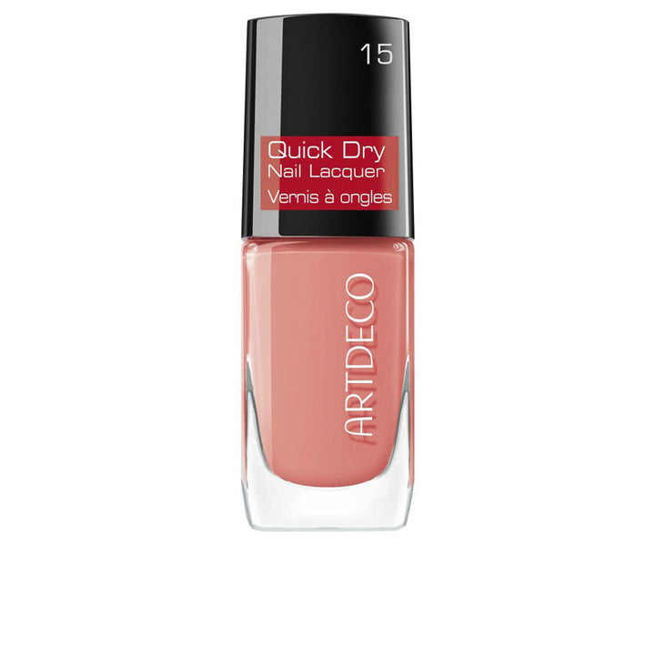 Coral shade nail polish bottle, 10 ml, glossy fast-dry finish
