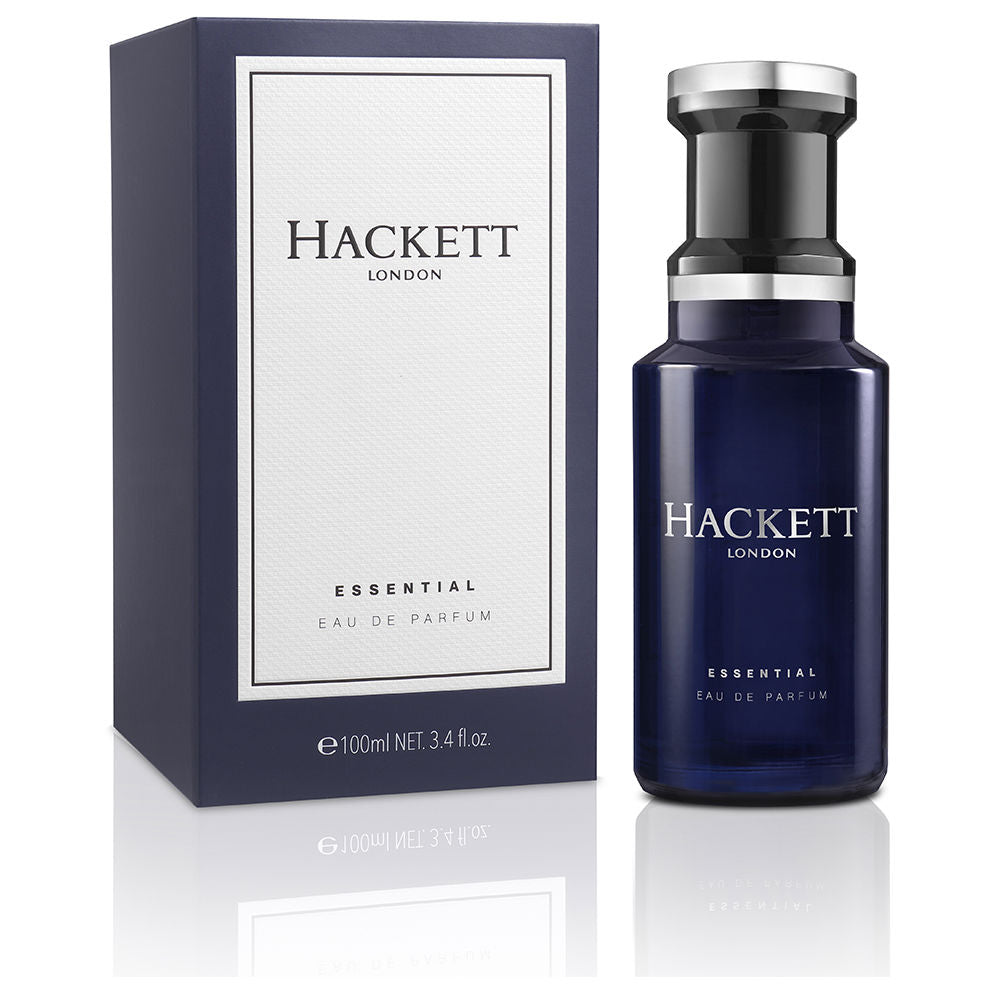 Ink-blue glass eau de parfum bottle, woody-spiced fragrance, 100 ml for the Man