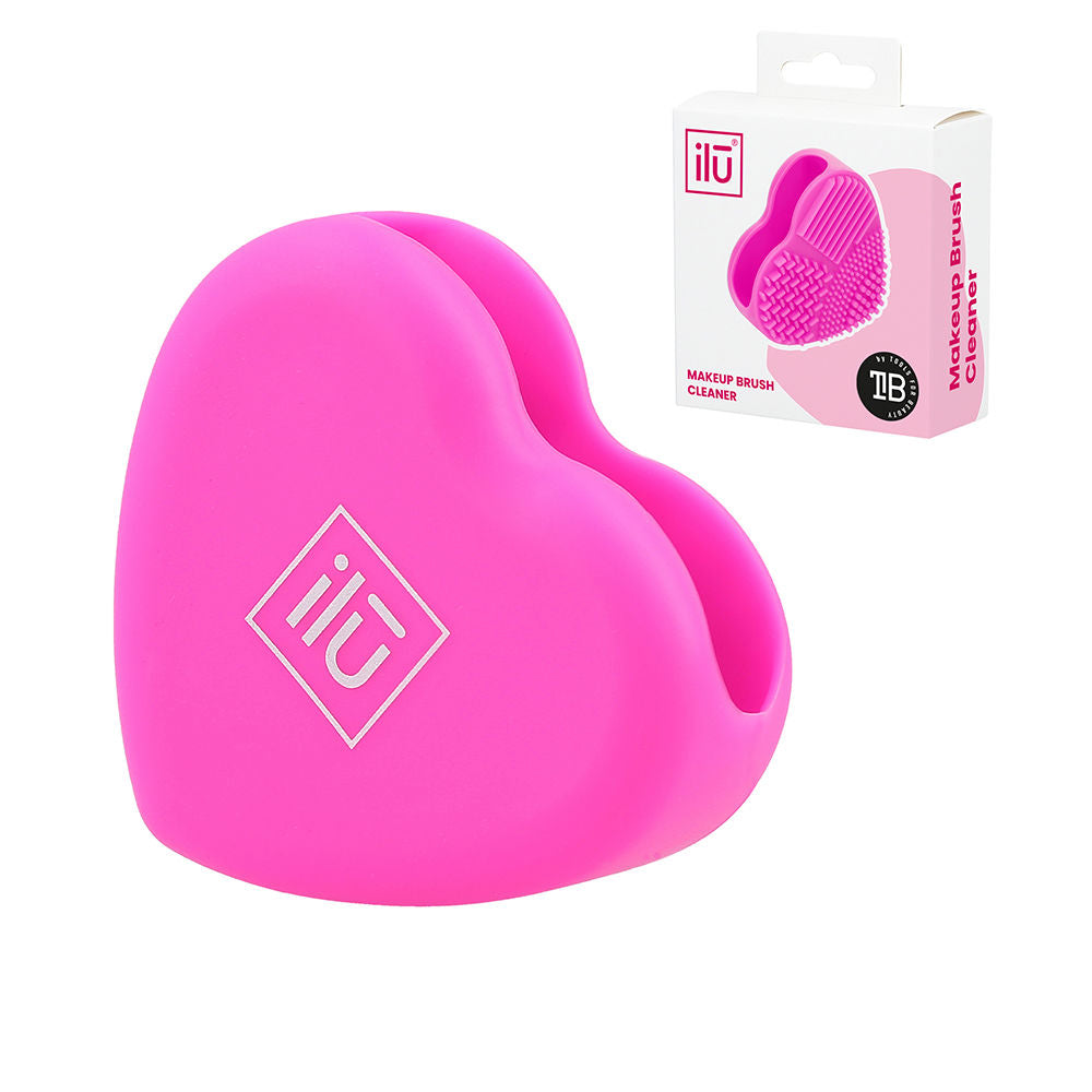 Pink silicone brush cleaner pad with varied textured surfaces for brushes