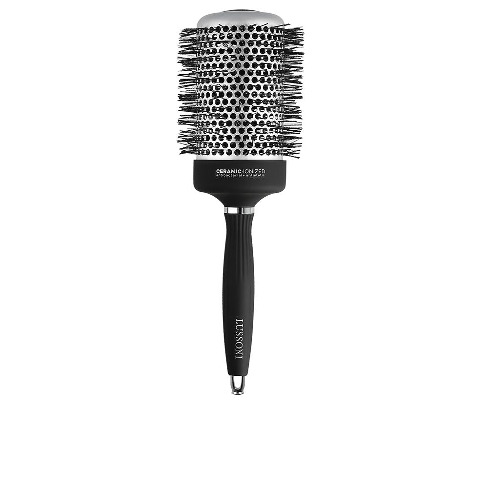 Round ceramic hot volume brush with waved nylon bristles and removable tail pin, 65 mm