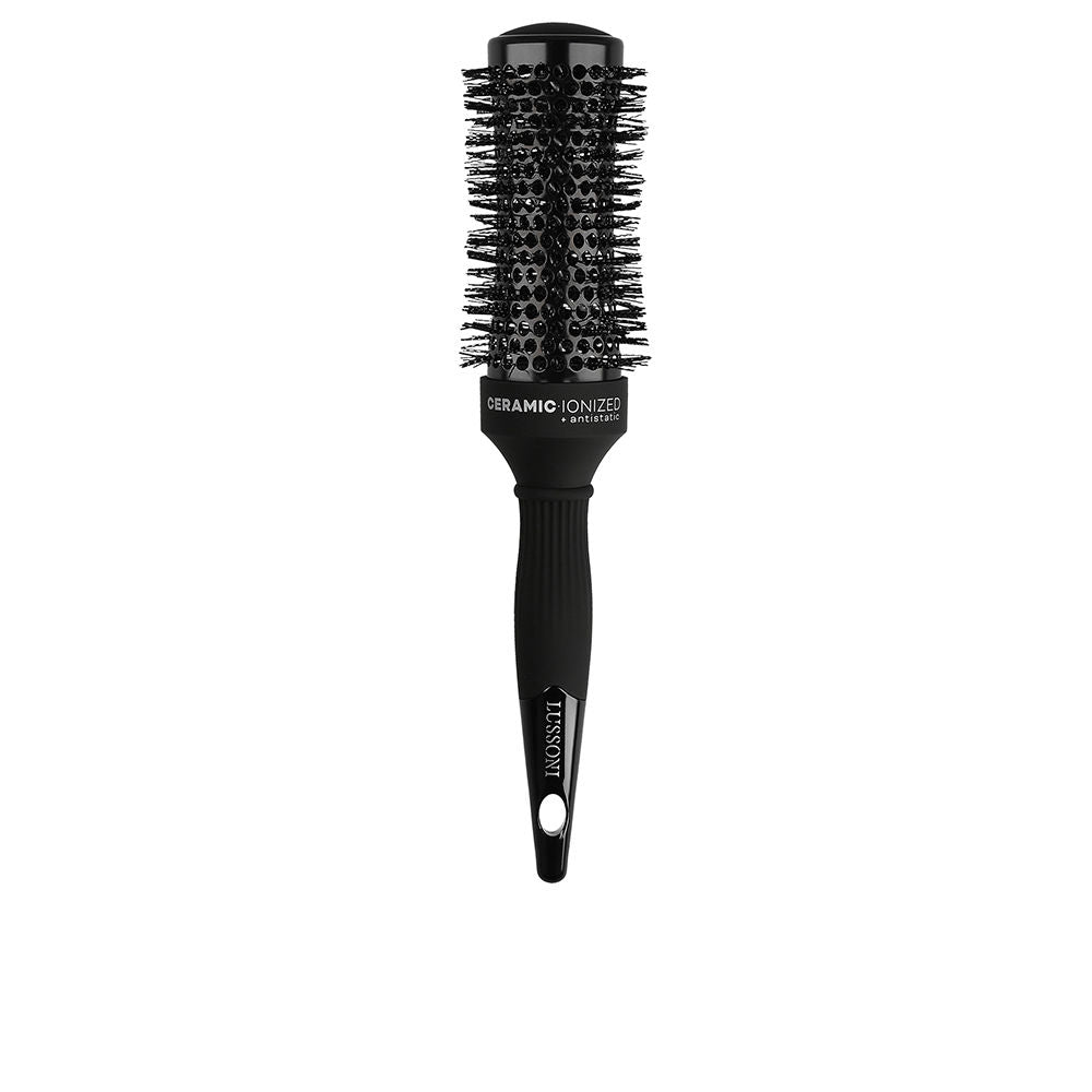 Concave ceramic barrel brush with waved nylon bristles for root lift, 43 mm