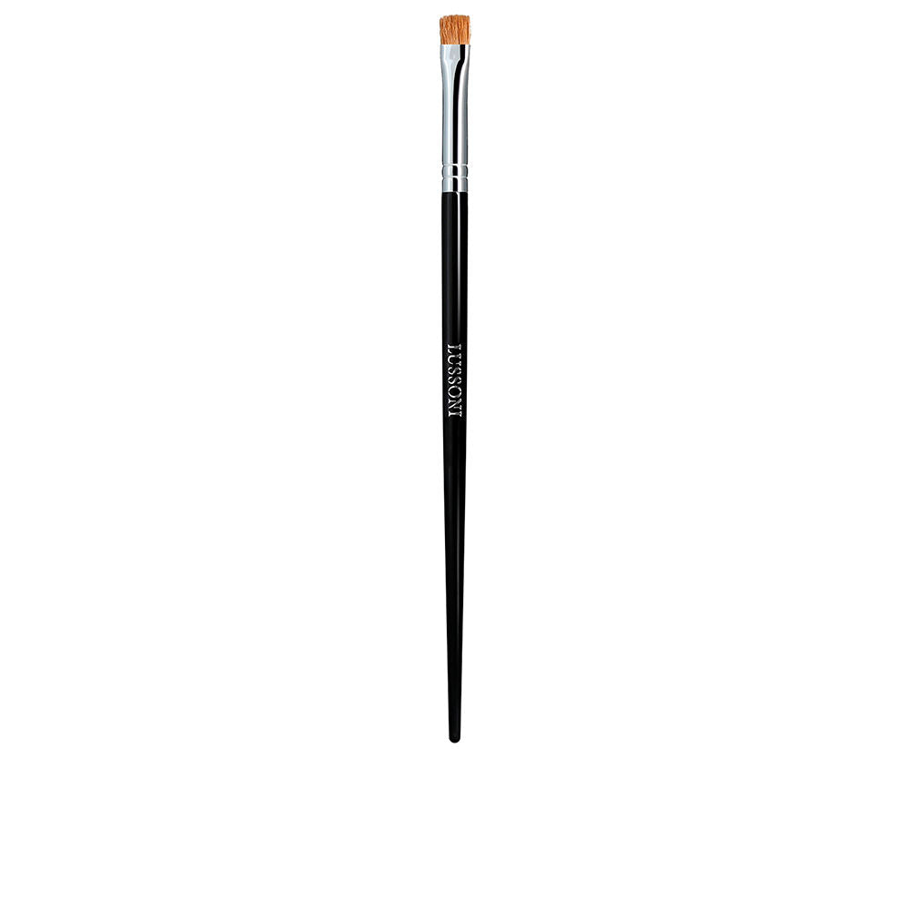 Flat straight natural-hair eye brush with copper ferrule and varnished wooden handle