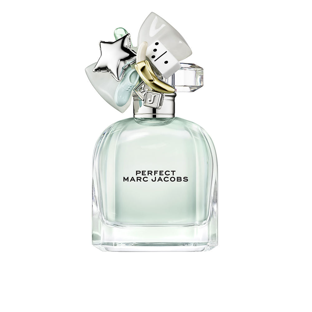 Faceted clear 50 ml eau de toilette bottle with silver cap and small bow