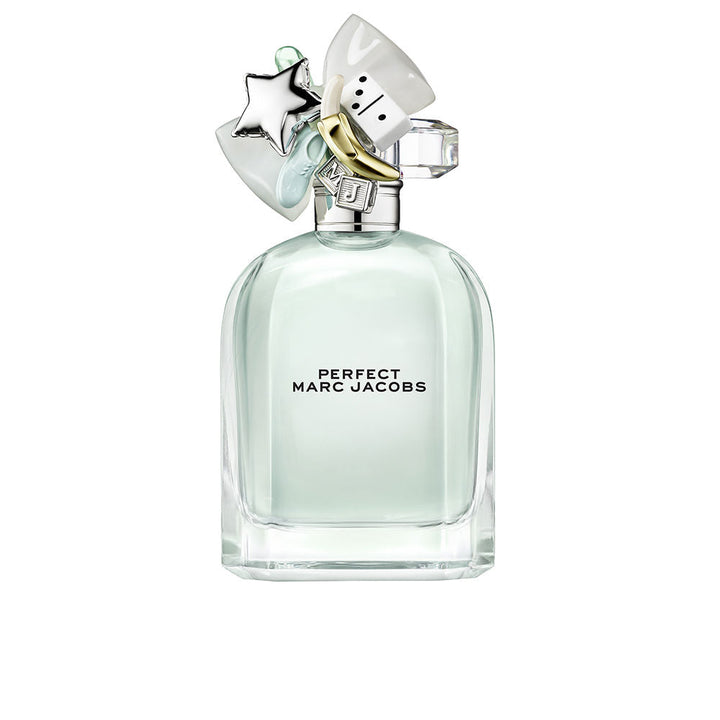 Faceted clear 50 ml eau de toilette bottle with silver cap and small bow