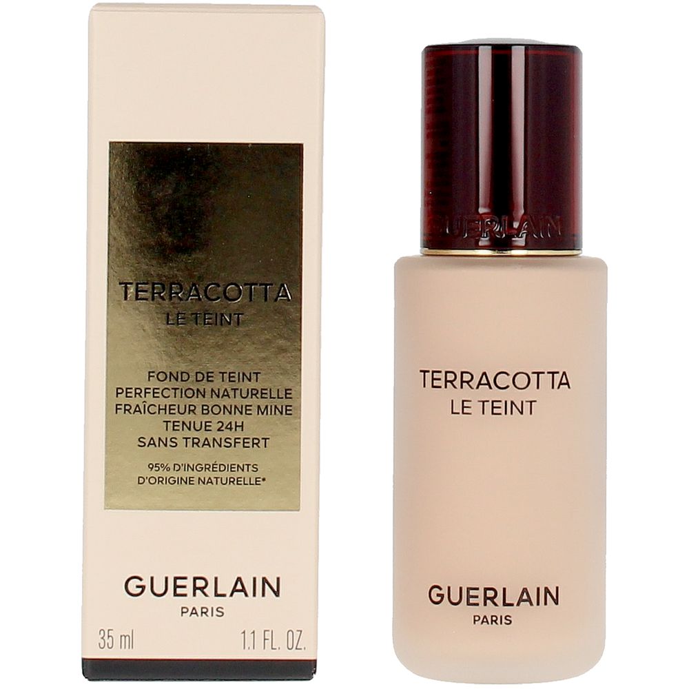 30 ml liquid powder foundation bottle, warm beige shade, matte finish