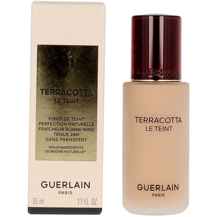 30 ml bottle of Terracotta Le Teint liquid foundation, shade 3W, matte-radiant finish