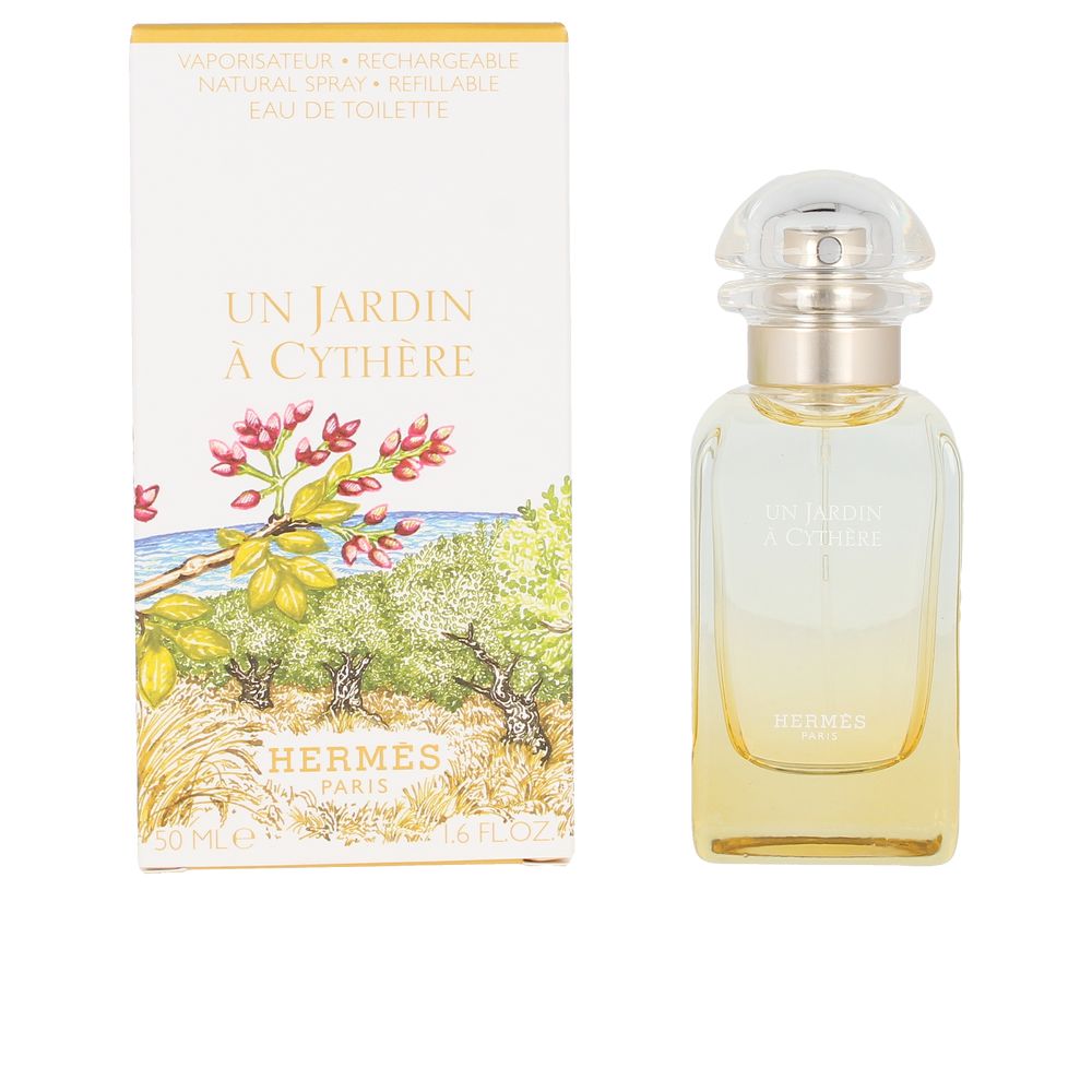 Yellow graduated glass bottle with motor-inspired lines, 50 ml refillable Eau de Toilette