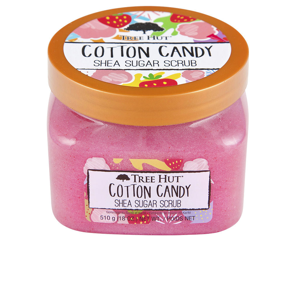 Open 510 g jar of strawberry cotton sugar body scrub, whipped texture