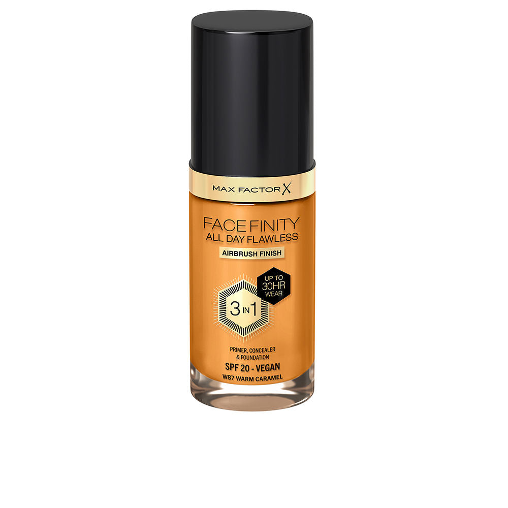 30 ml tube of 3‑in‑1 matte face base in Warm Caramel shade