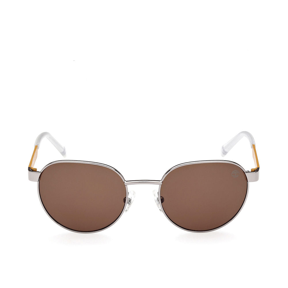 Rounded silver metal sunglasses with brown lenses, 51 mm diameter, 140 mm temples