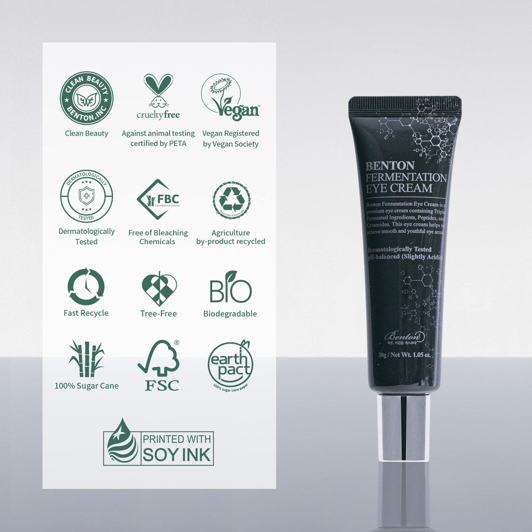 30 ml jar of fermentation eye cream with rich cream texture, peptides and ceramides