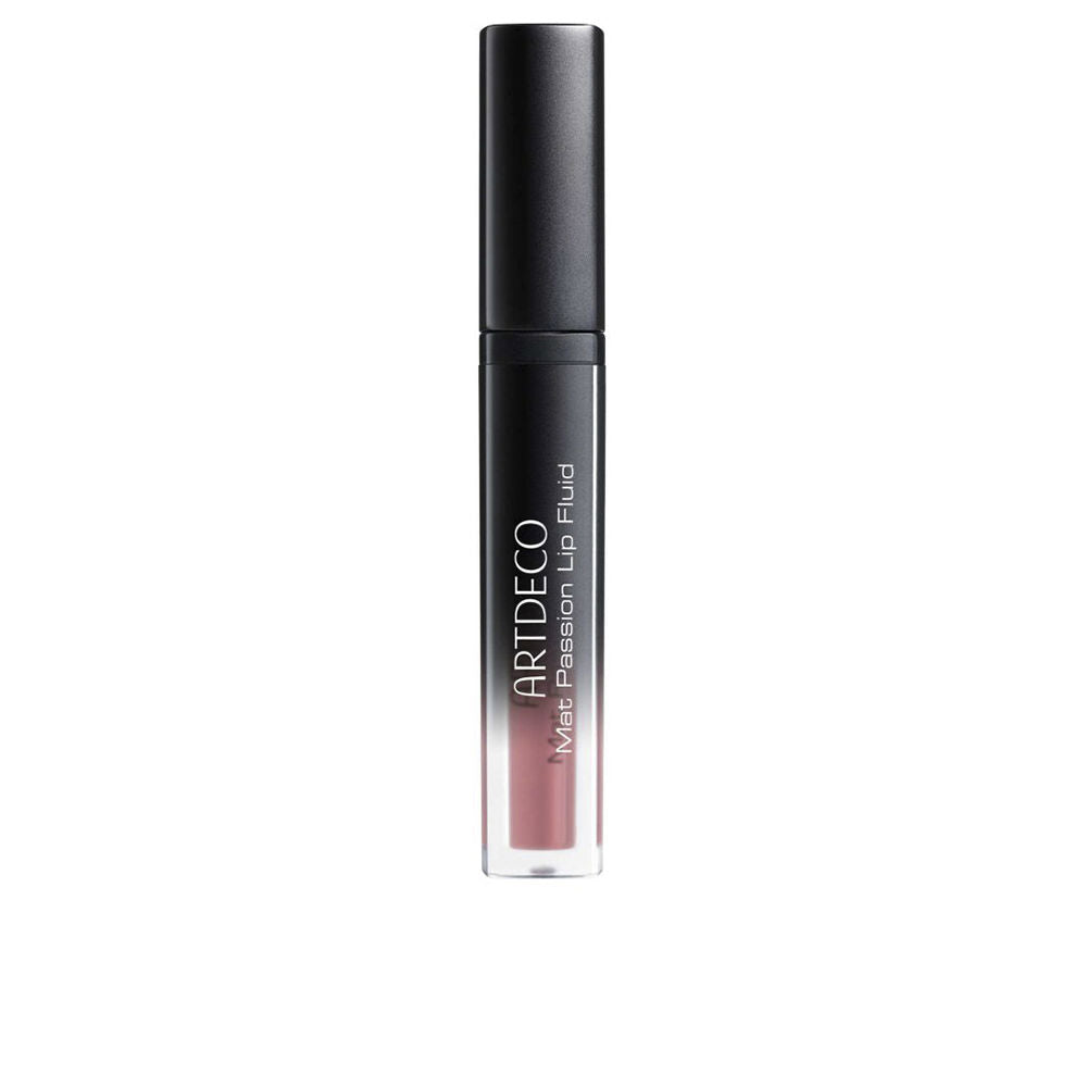 Sleek mauve matte lip fluid with tapered applicator, 3 ml tube
