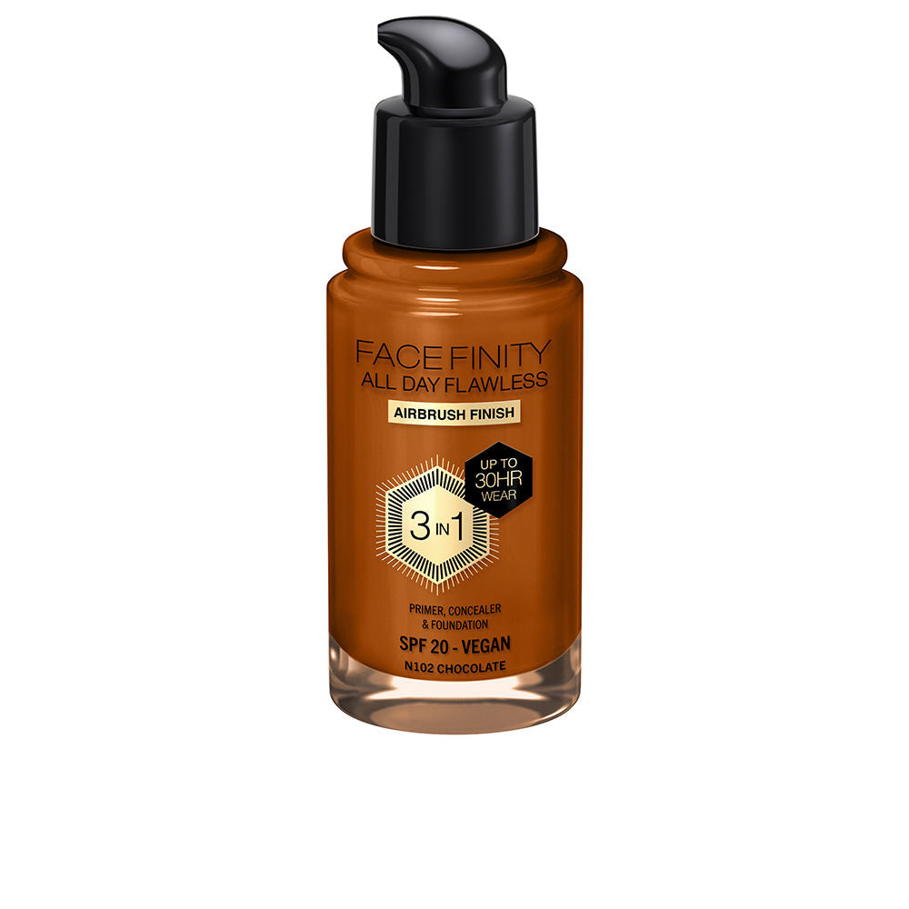 30 ml liquid matte foundation in N102‑chocolate shade, recyclable tube