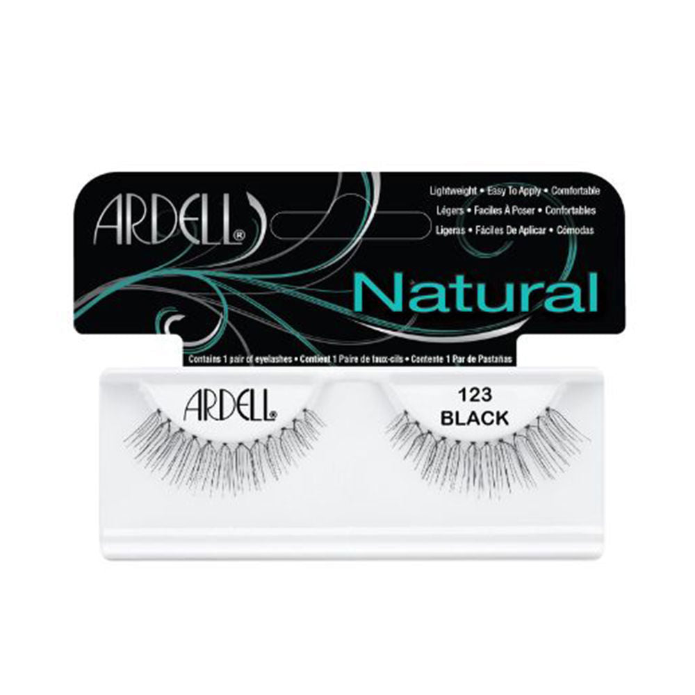 Single pair of black human-hair false lashes with slight winged outer corners