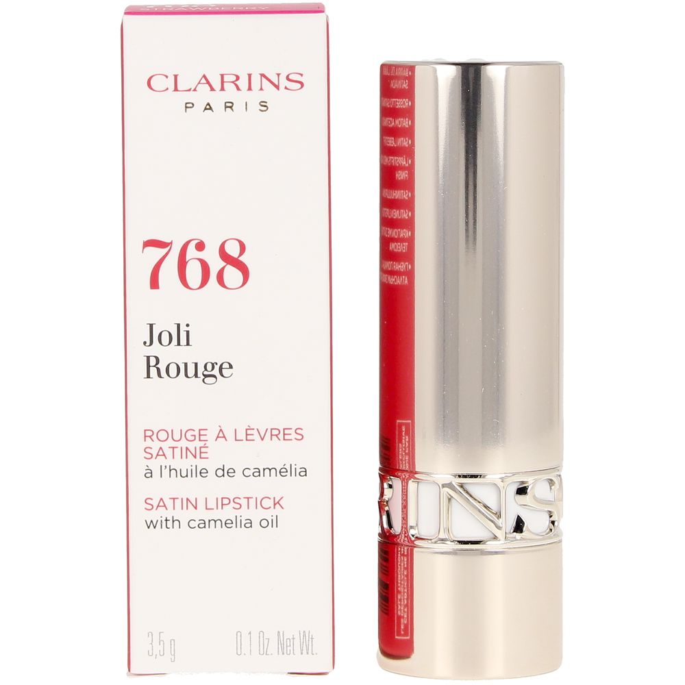 Satin strawberry-coloured lipstick bullet in sleek contemporary case, 3.5 g, Unisex