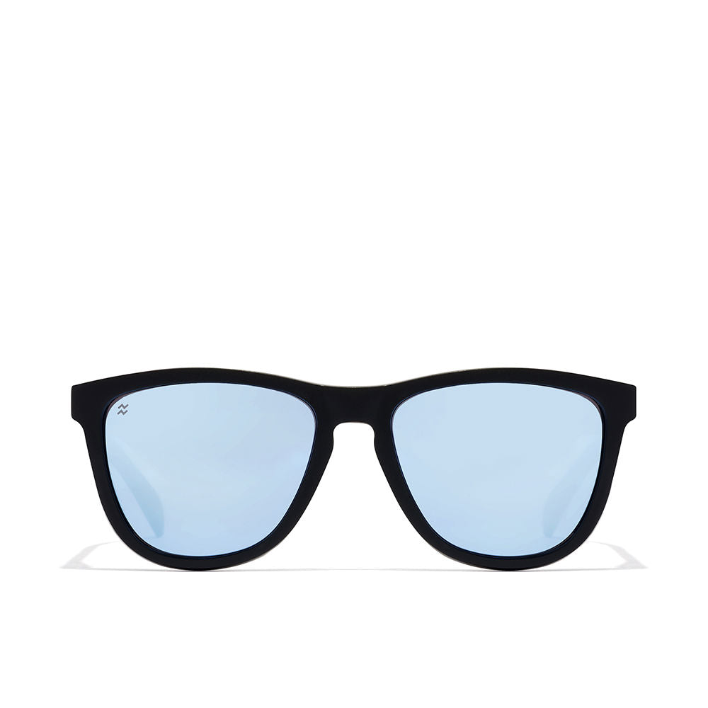 Matte black rectangular nylon sunglasses, polarised lenses, Unisex