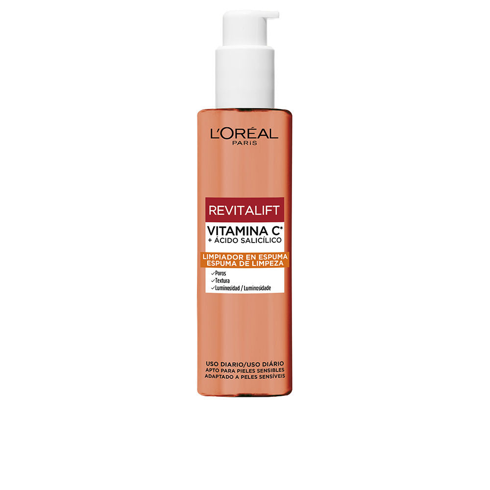 150 ml white pump bottle of foaming cleanser with vitamin C and salicylic acid