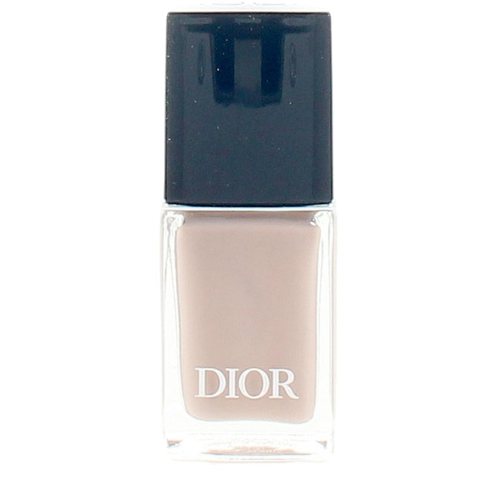 10 ml grey nail lacquer bottle with flat precision brush, glossy gel-effect finish