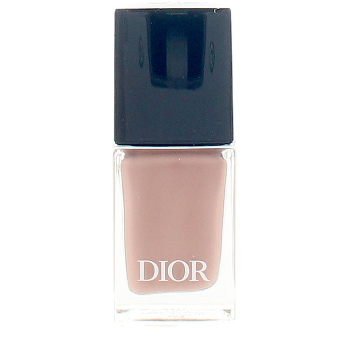 10 ml gel‑finish nail lacquer, high‑gloss pink‑brown shade, flat rounded brush