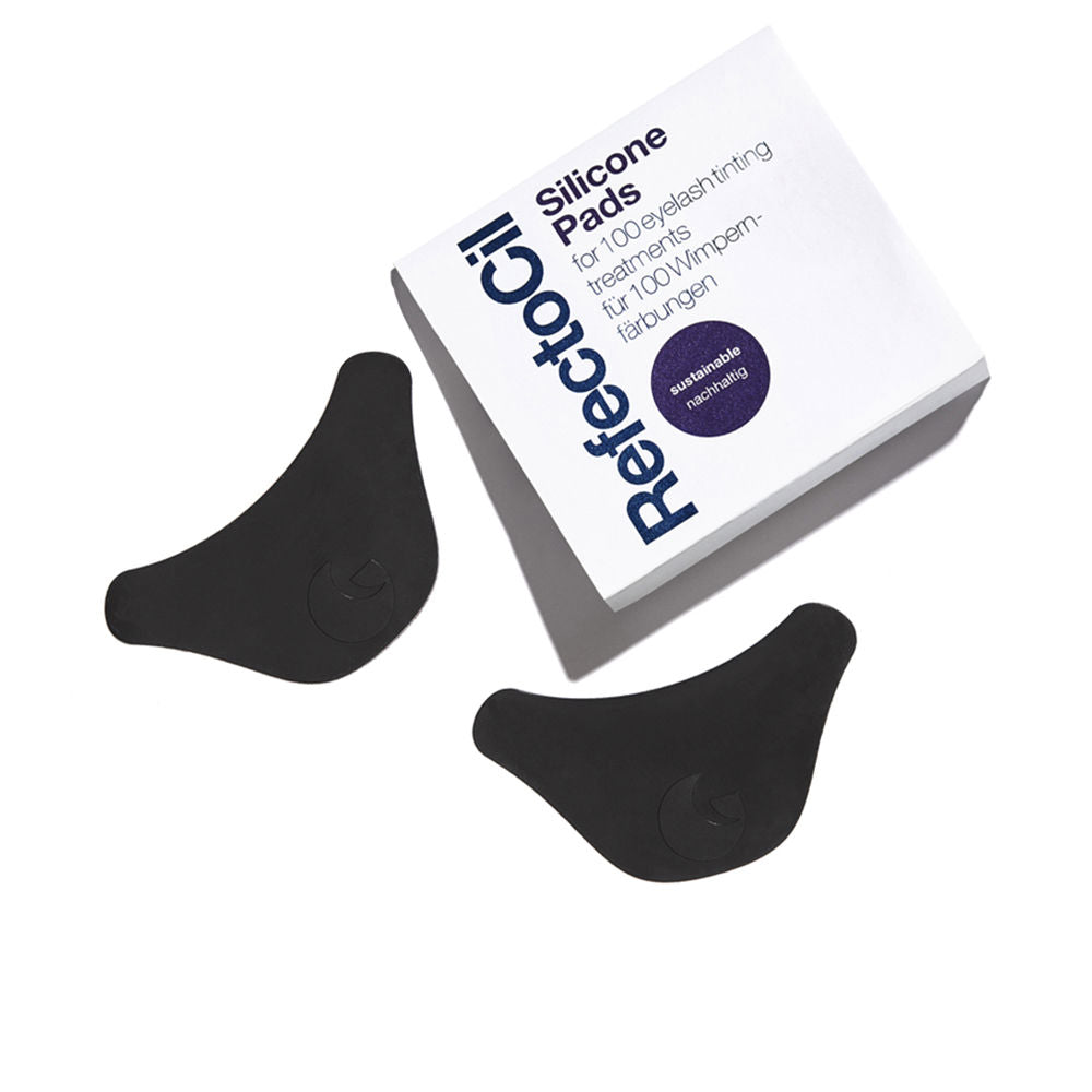 Pair of curved translucent silicone pads for lashes and brows, reusable adhesive pads