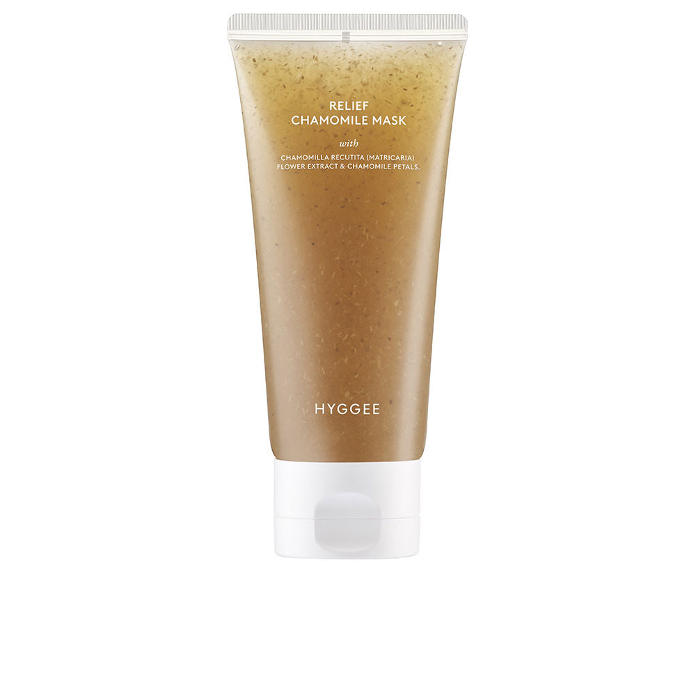Jar of chamomile wash‑off mask, 95 ml, creamy pale formula and chamomile petals