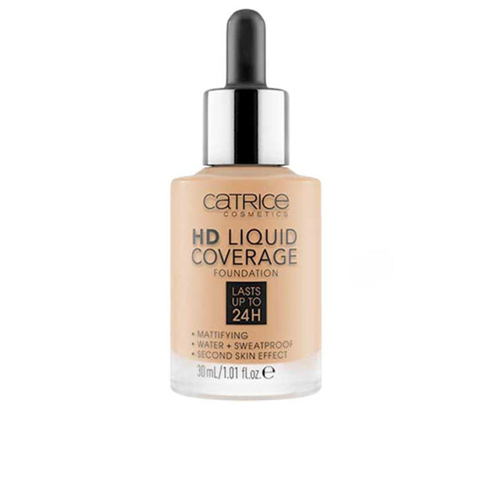 30 ml nude-beige liquid foundation bottle, pump dispenser, matte finish