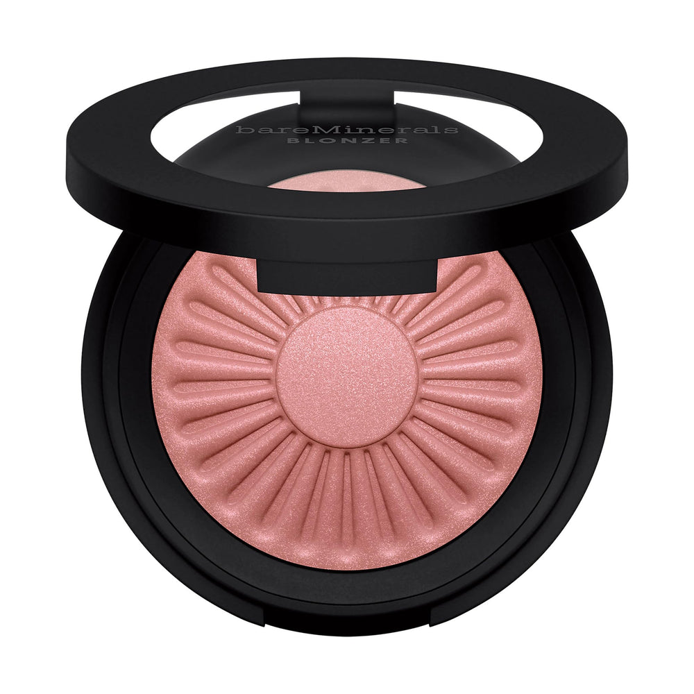 Compact 3.8 g rosy-mauve blonzer with subtle pearl sheen, pressed powder pan.