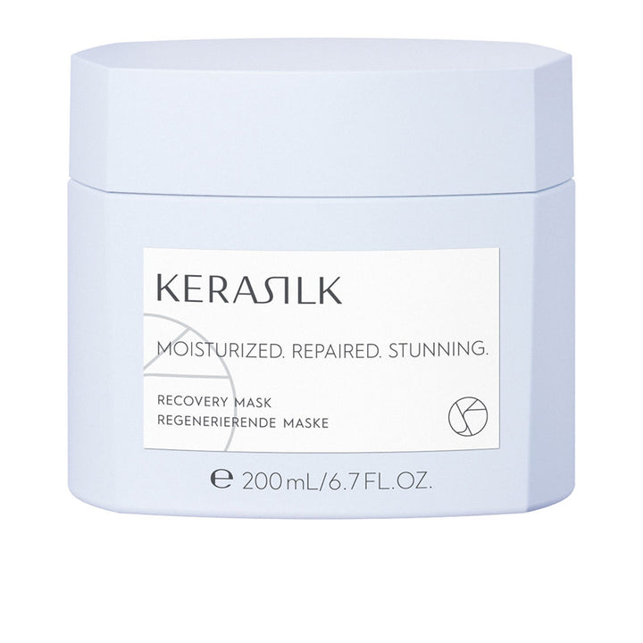200 ml recyclable jar of restorative silk hair mask for damaged hair