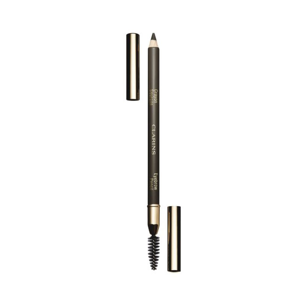 Slim dual-ended brown brow pencil with fine tip and spiral brush, 1.3 g