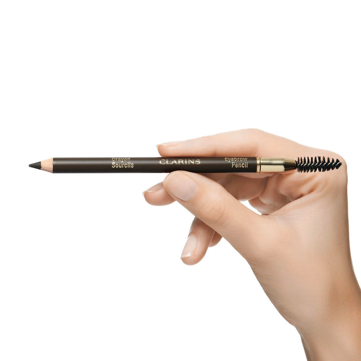 Slim dual-ended brown brow pencil with fine tip and spiral brush, 1.3 g