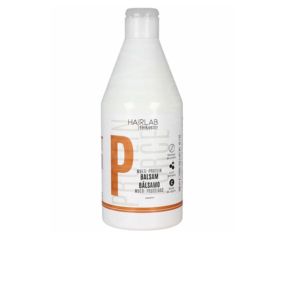 600 ml tube of multi-protein strengthening hair balm for damaged hair, neutral cream texture