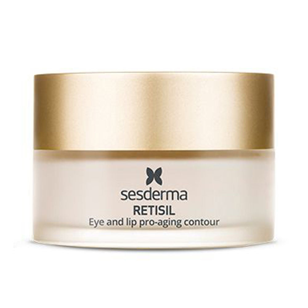 Small cream jar for eye and lip contour treatment, 30 ml, pale peach formula