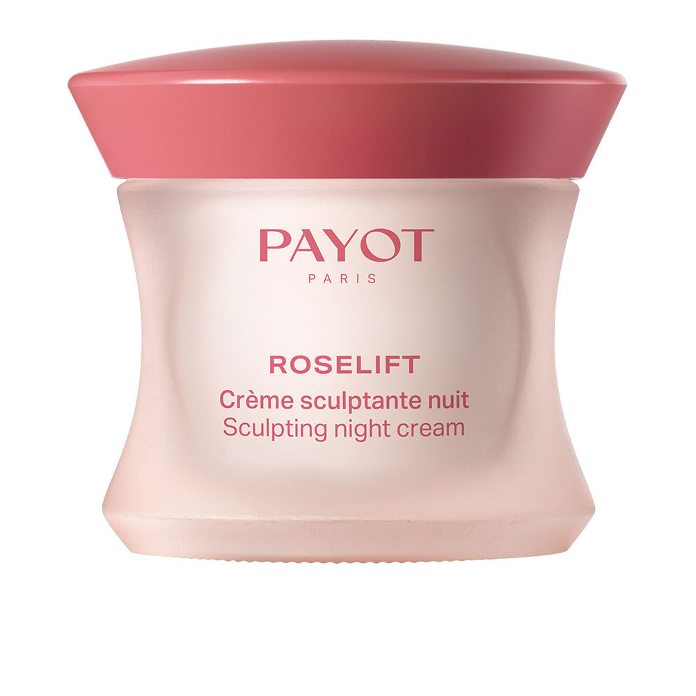 50 ml pearlescent night cream jar, silky texture, peptides and shea