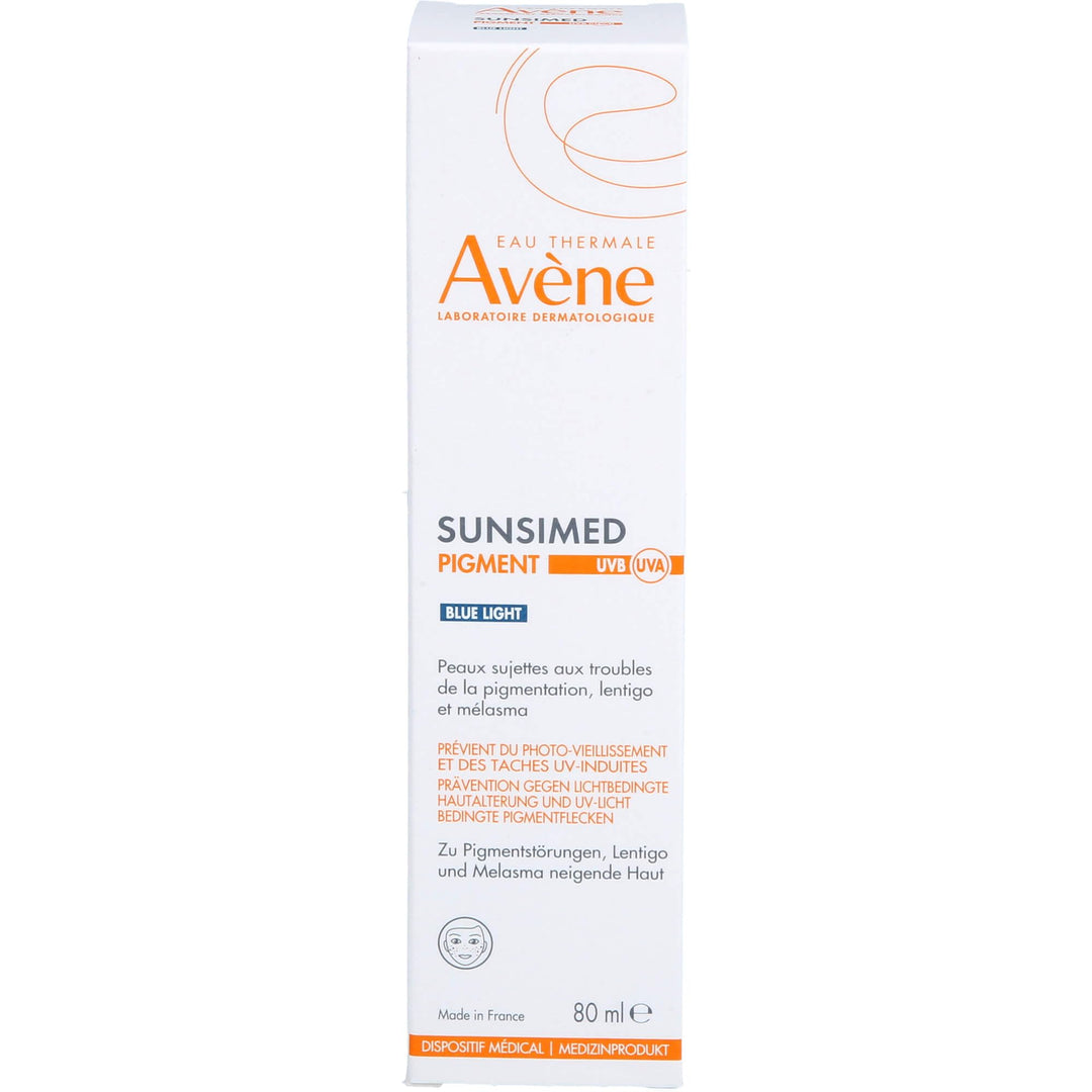 Avène Compact white sunscreen tube with SPF50+ label and antioxidant claims, clinical minimalist packaging