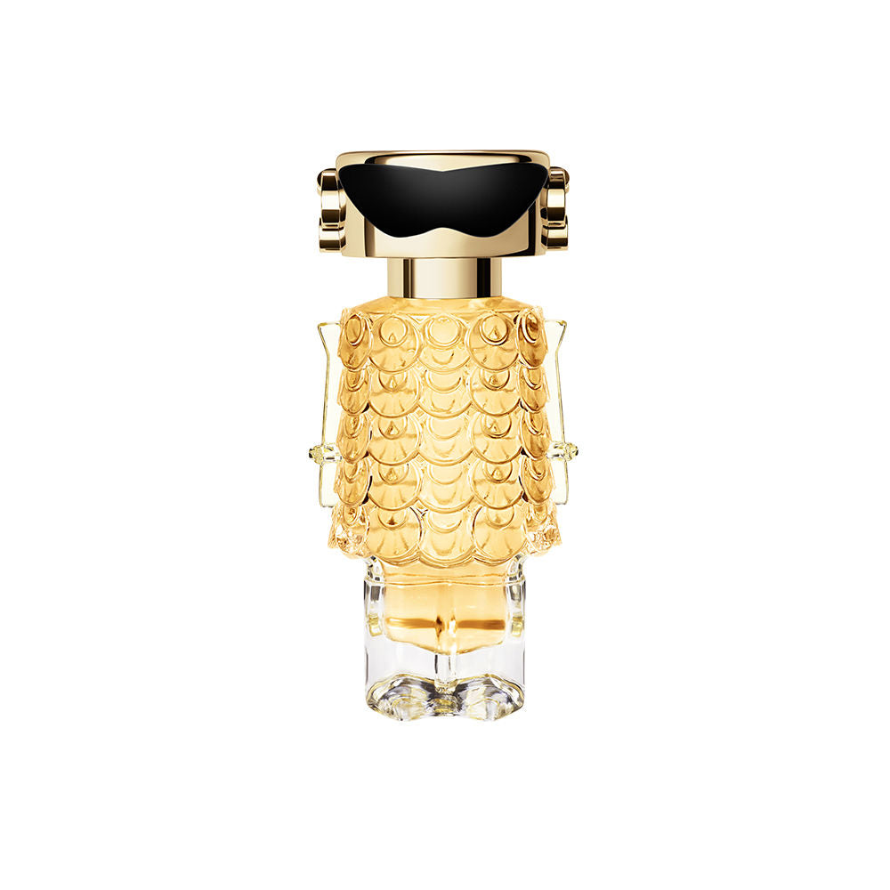 Gold-finish 50 ml Fame Intense EDP bottle, floral-woody fragrance for Women