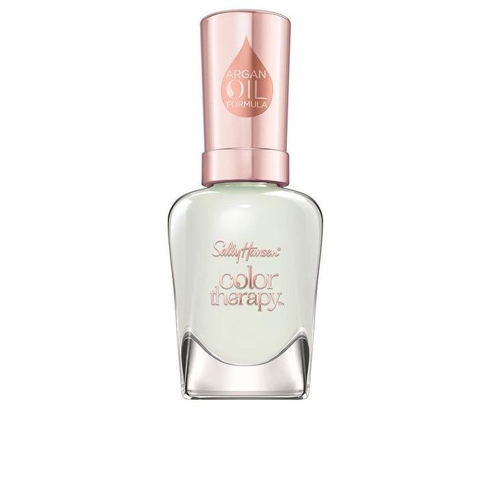 Bottle of cream‑finish nail polish in soft neutral pink, 14.7 ml, argan oil formula