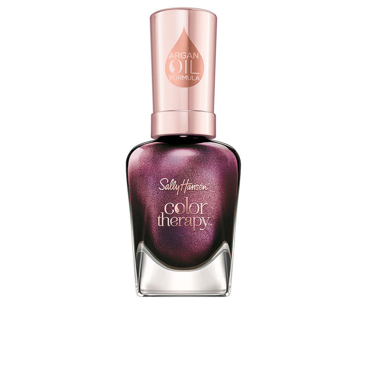 Small 14.7 ml bottle of pastel-rose argan oil nail polish with glossy finish