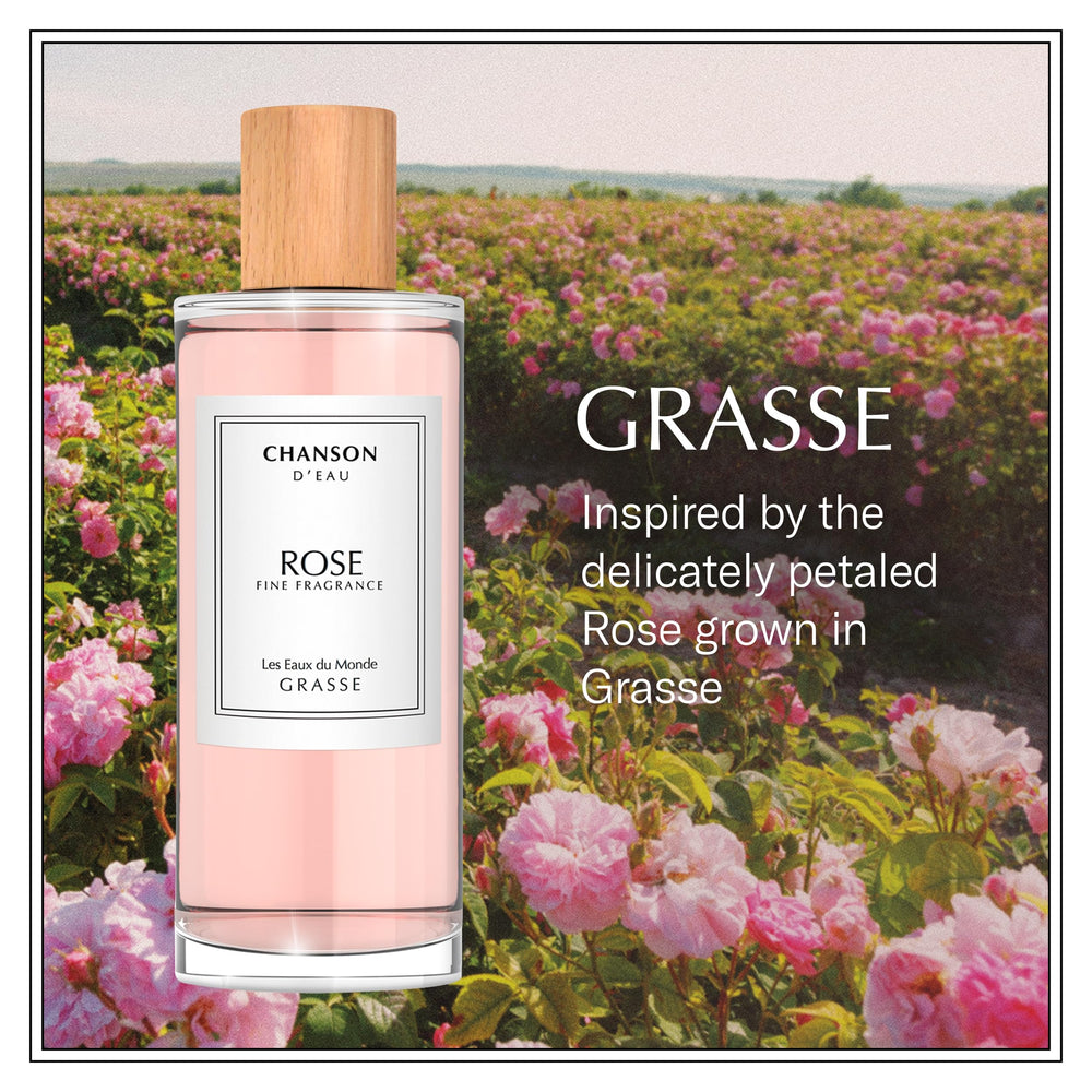 Clear glass perfume bottle, 100 ml, floral rose eau de cologne for Women