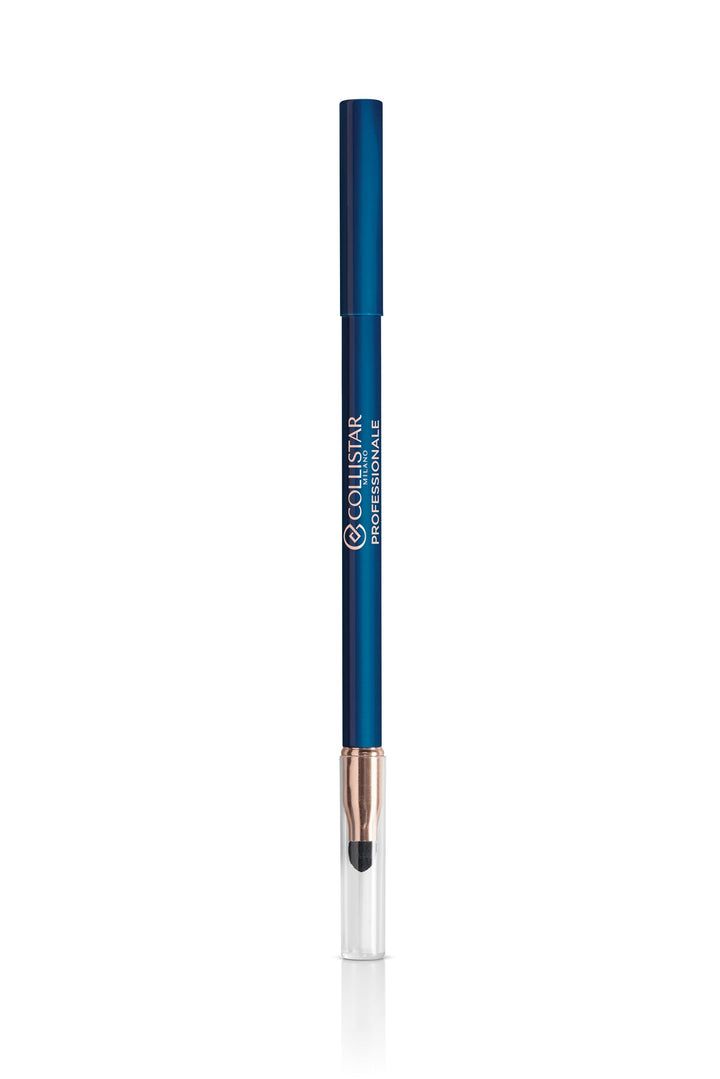 Slim retractable blue eye pencil with smudger tip, waterproof vegan formula