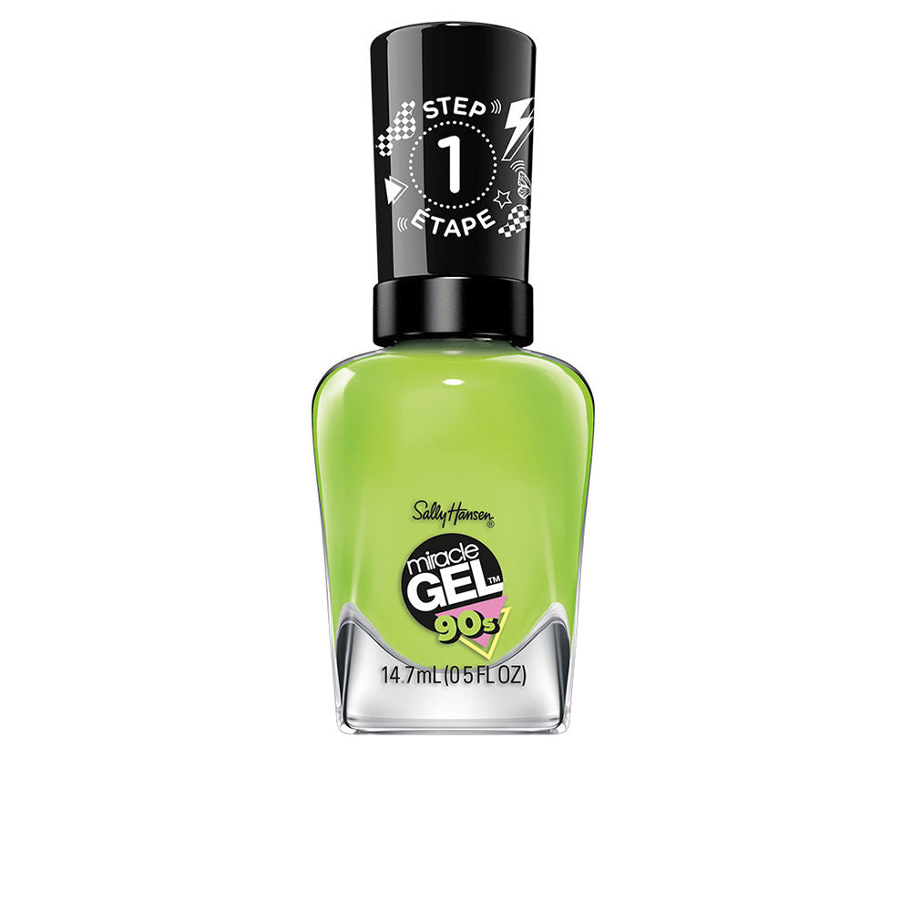 Small glass bottle of vivid cream green nail polish, 14.7 ml, glossy finish