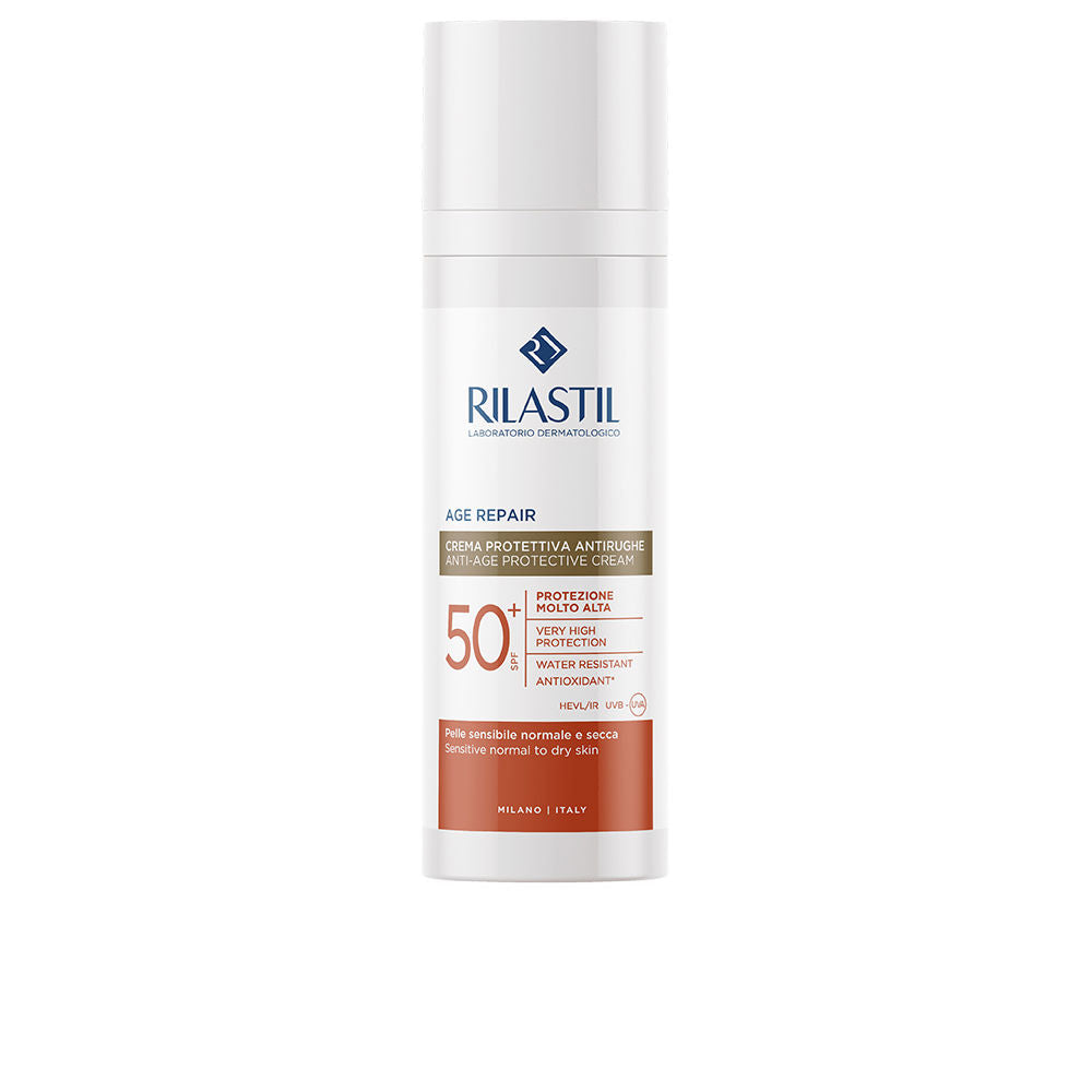 Rilastil Sun System Age Repair Cream SPF 50+ tube, high-protection facial sunscreen