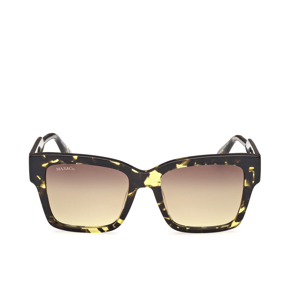 Max & Co Tortoise-shell rectangular sunglasses with oversized thick acetate frame, square gradient lenses, visible logo