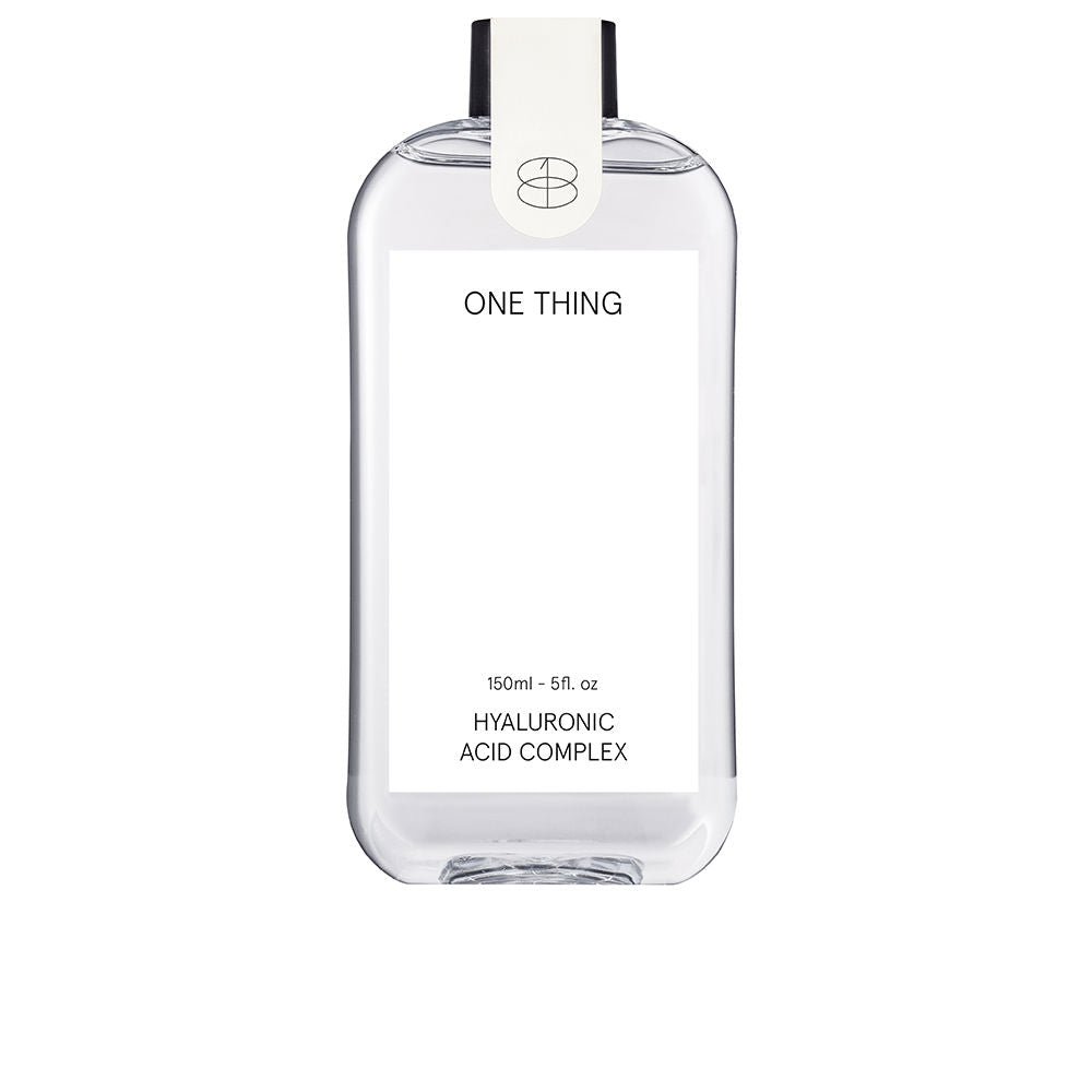 One Thing Clear hyaluronic acid toner in rectangular plastic bottle with black cap and white label, minimalist design