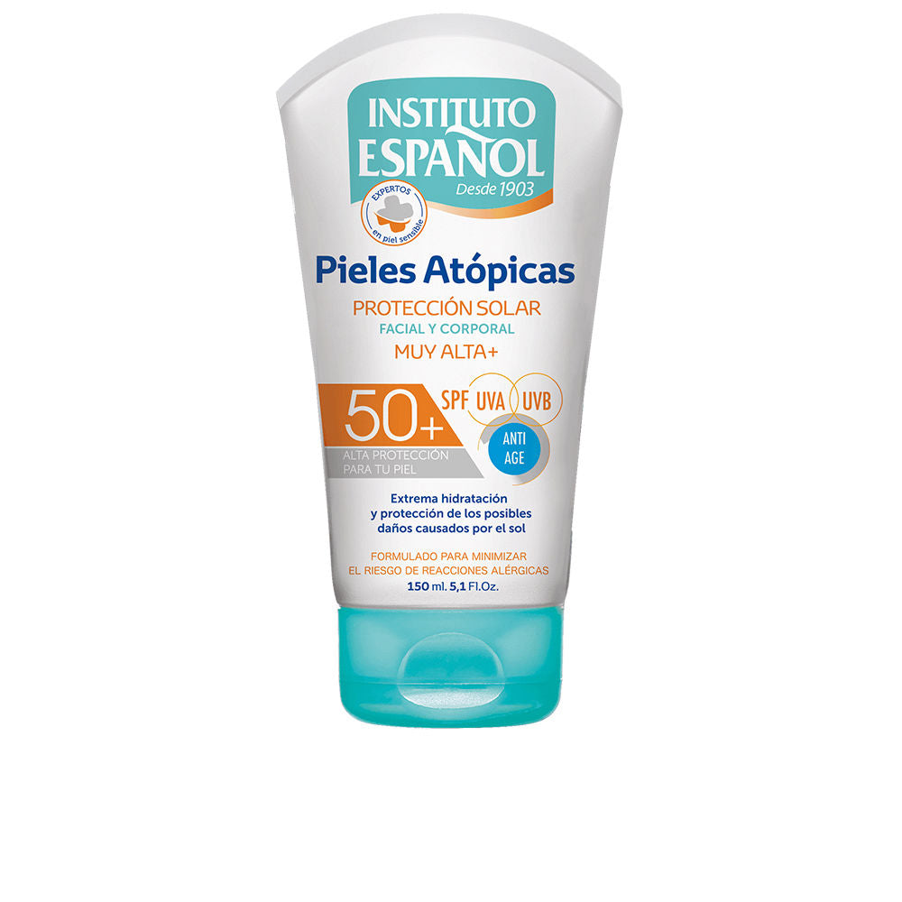 Tube of Instituto Español SPF50+ sun cream for atopic and sensitive skin