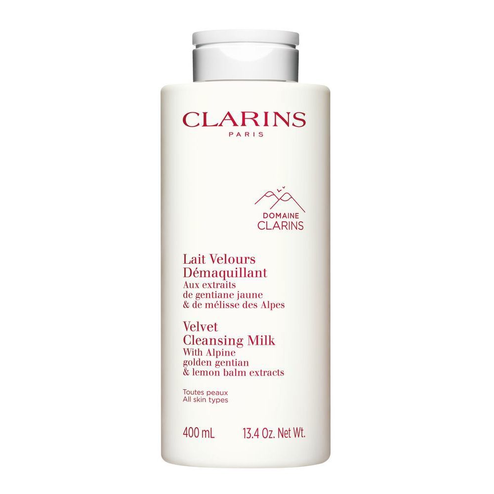 Refillable 400 ml creamy cleansing milk bottle, gentle botanical formula, Unisex