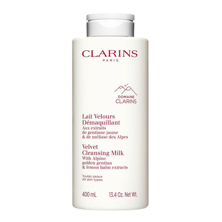 Refillable 400 ml creamy cleansing milk bottle, gentle botanical formula, Unisex